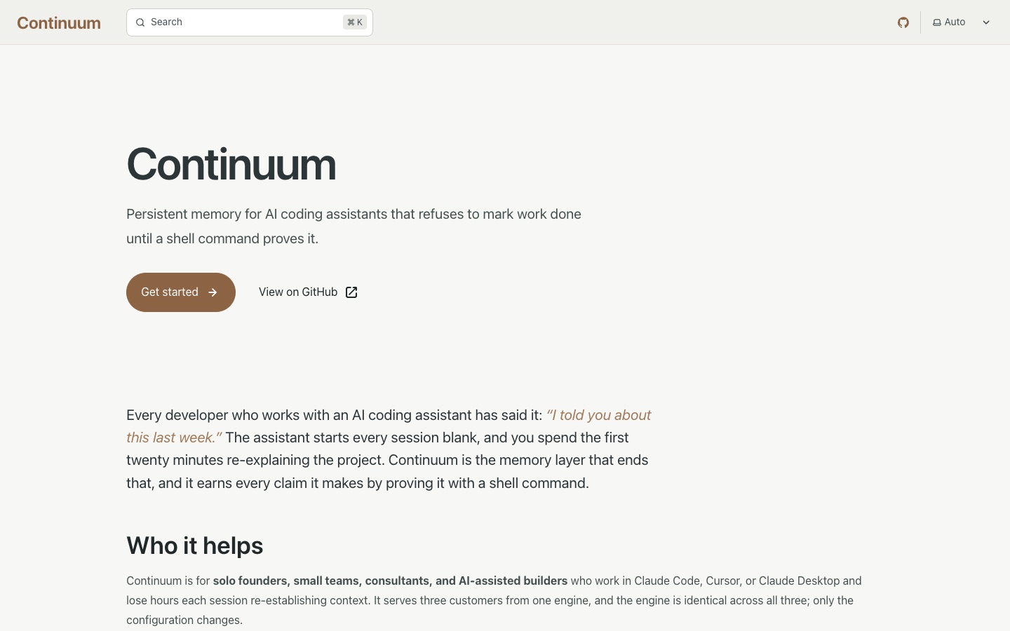 Continuum website